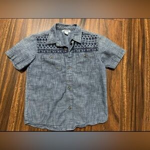 Old Navy boys small button-down short sleeve shirt, embroidered, blue